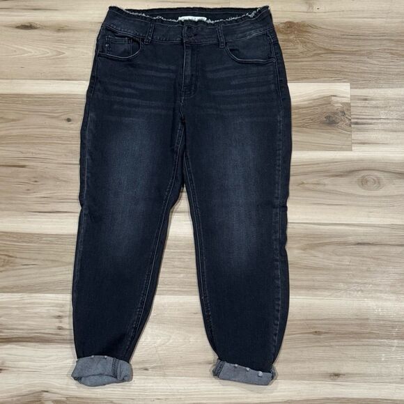 Kancan Black Frayed Cropped Jeans Women’s 14 - Picture 1 of 4